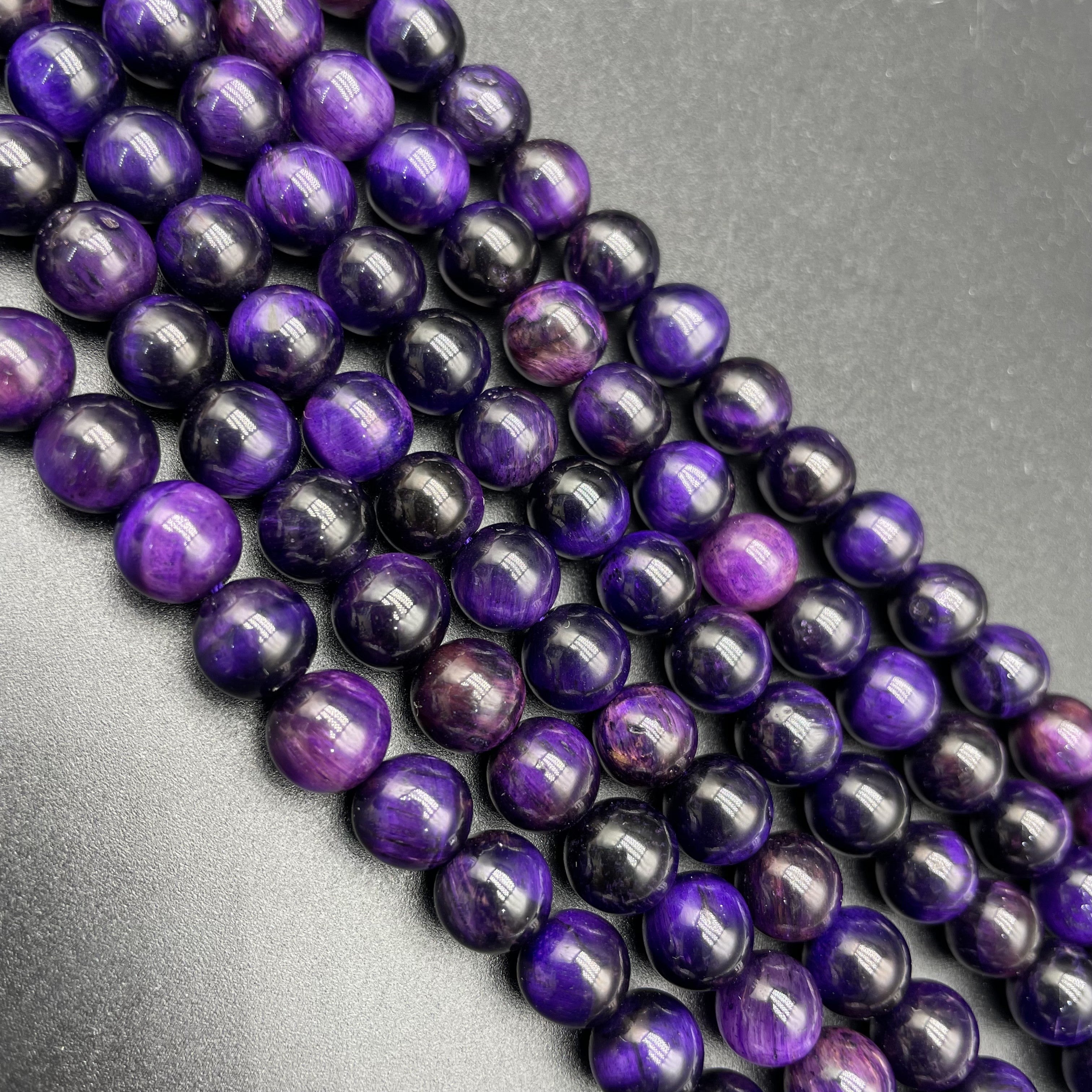 Purple Tiger Eye Beads Strands Loose Beads Jewelry DIY Bracelets Natural Crystal