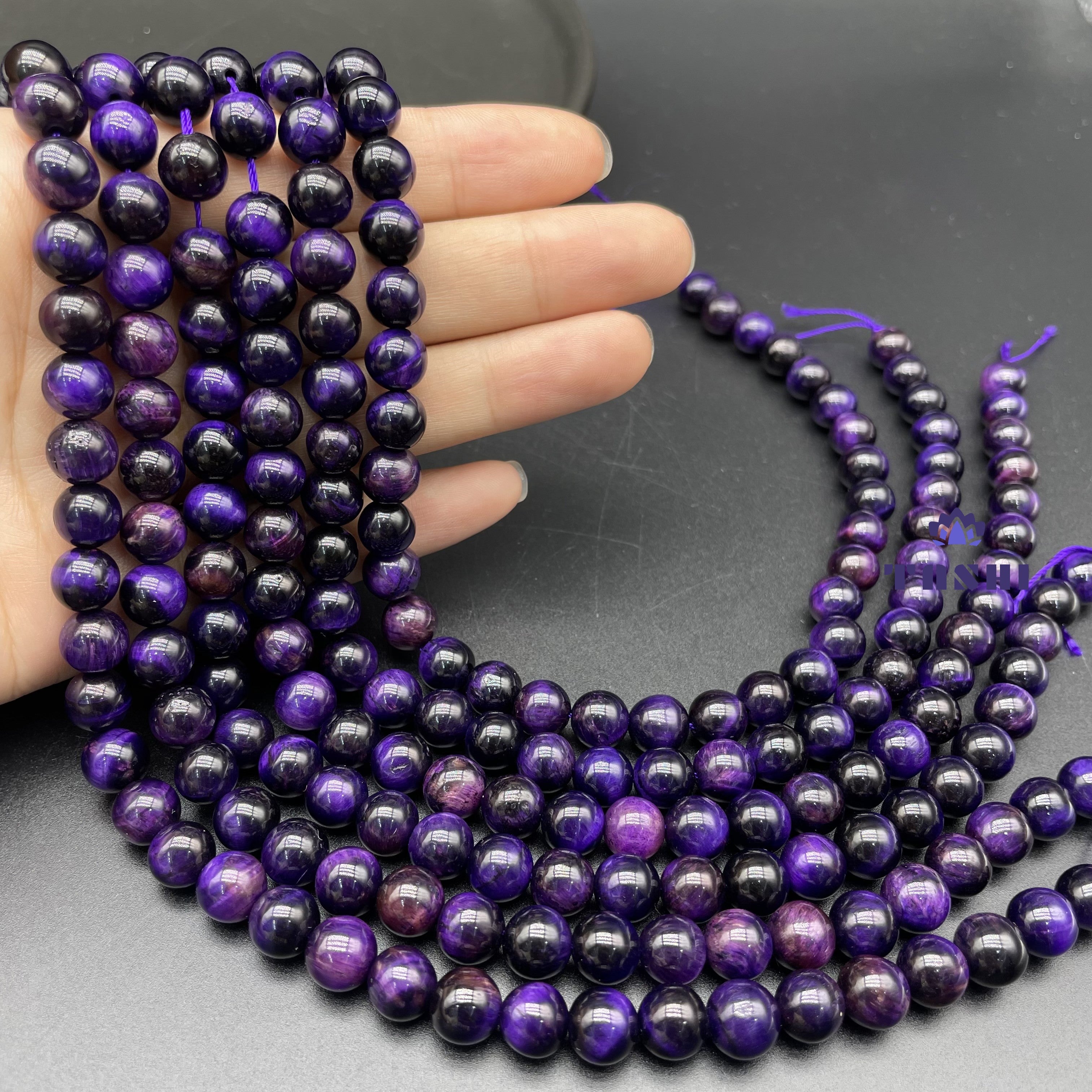 Purple Tiger Eye Beads Strands Loose Beads Jewelry DIY Bracelets Natural Crystal