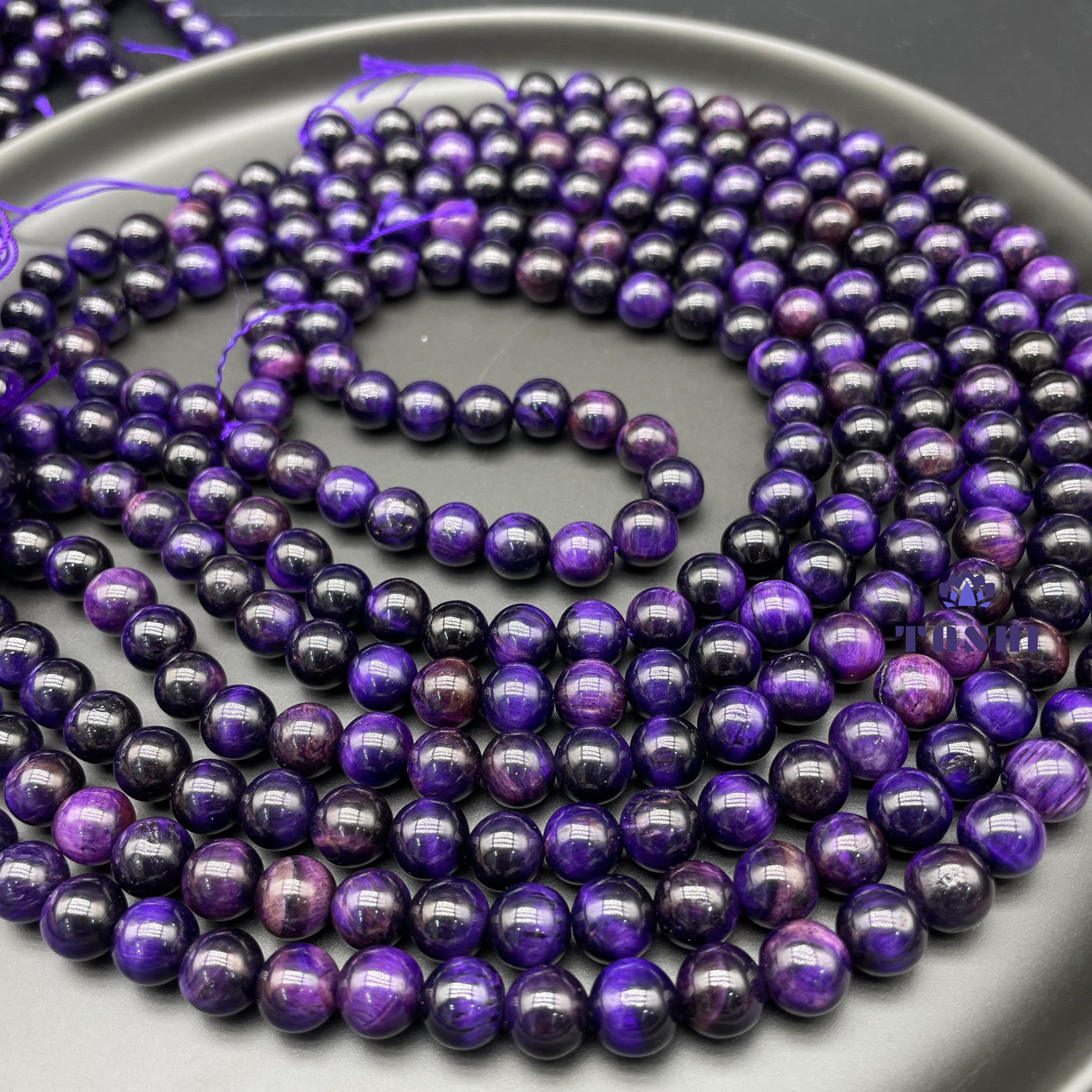 Purple Tiger Eye Beads Strands Loose Beads Jewelry DIY Bracelets Natural Crystal