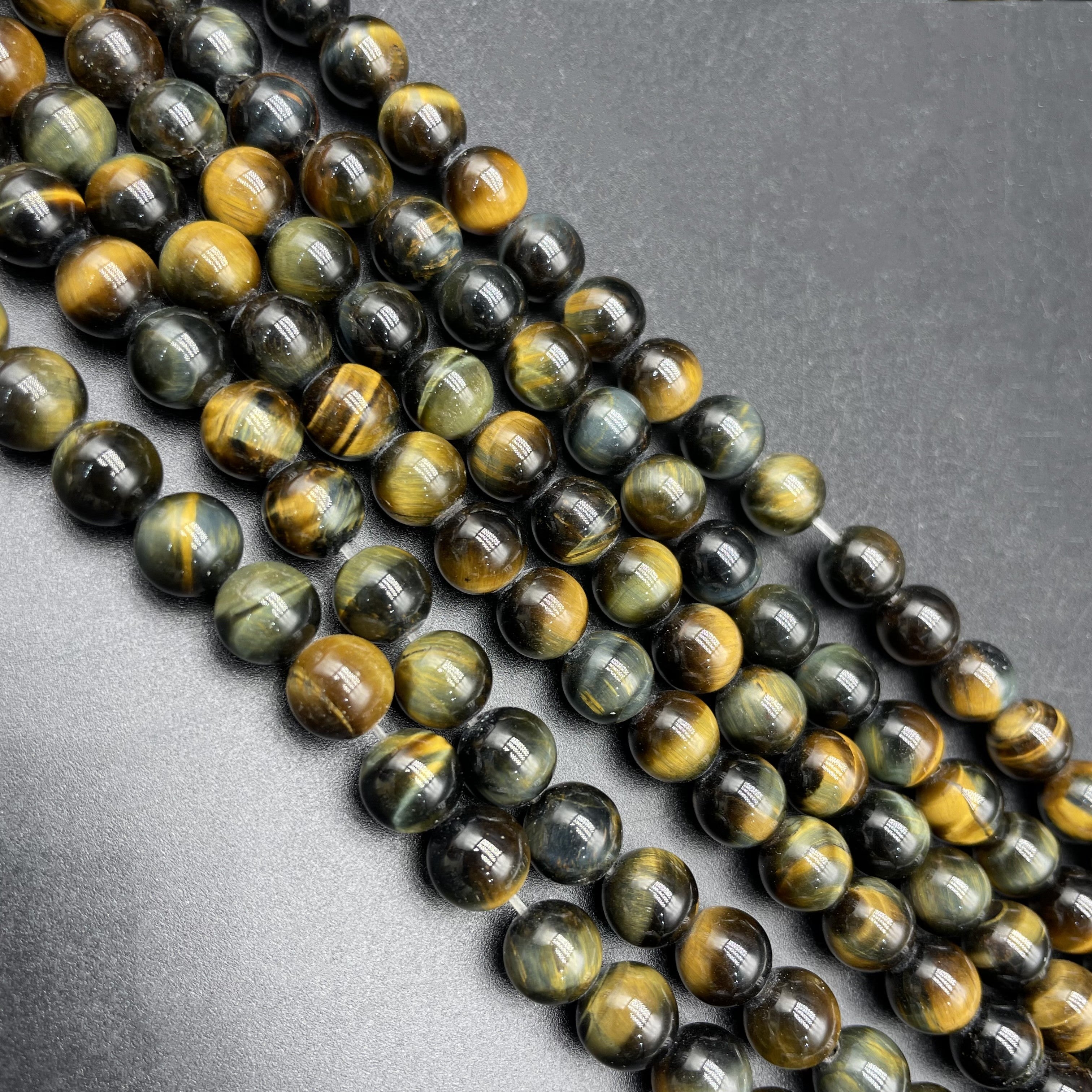 Yellow Blue Tiger Eye Beads Strands Loose Beads Jewelry DIY Bracelets