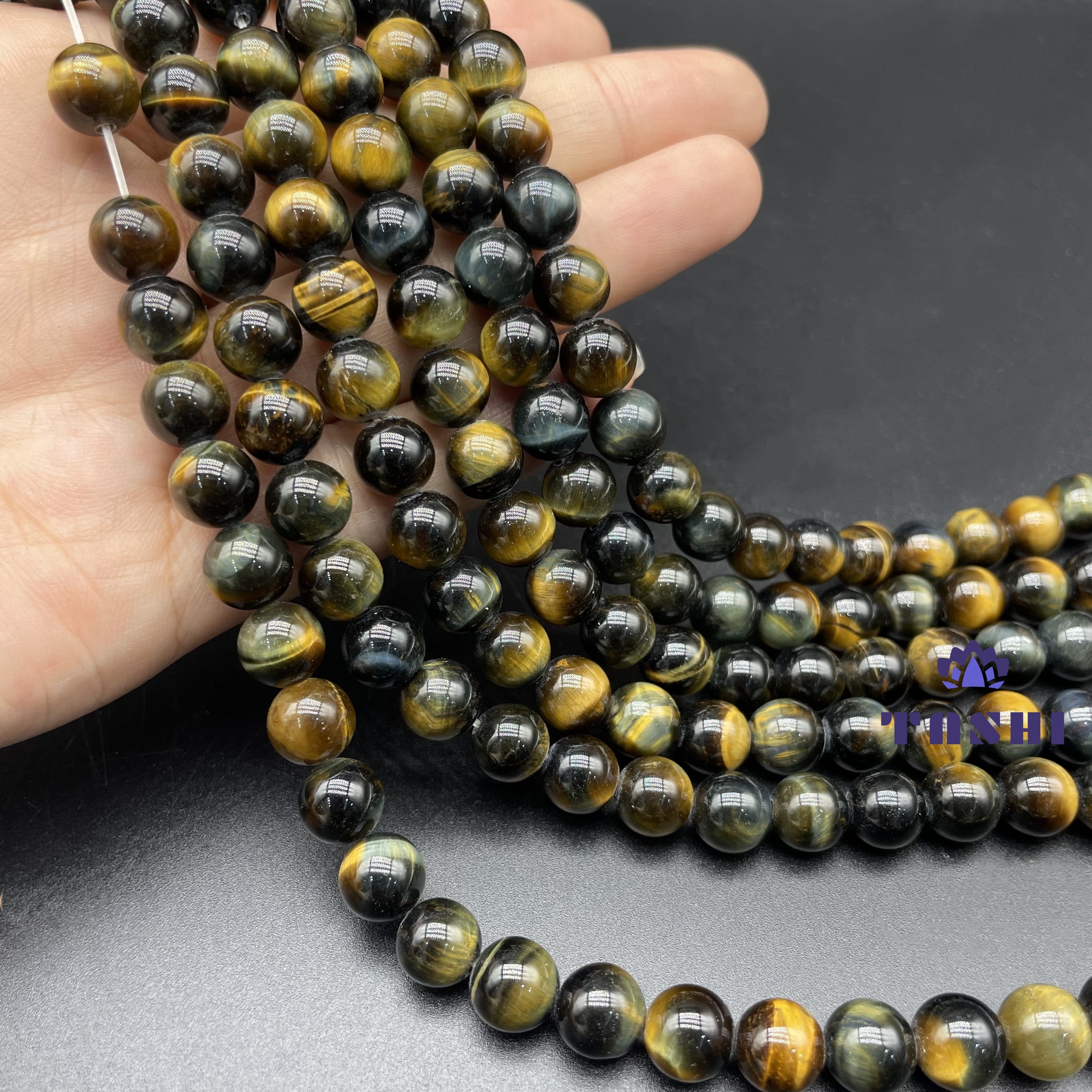 Yellow Blue Tiger Eye Beads Strands Loose Beads Jewelry DIY Bracelets