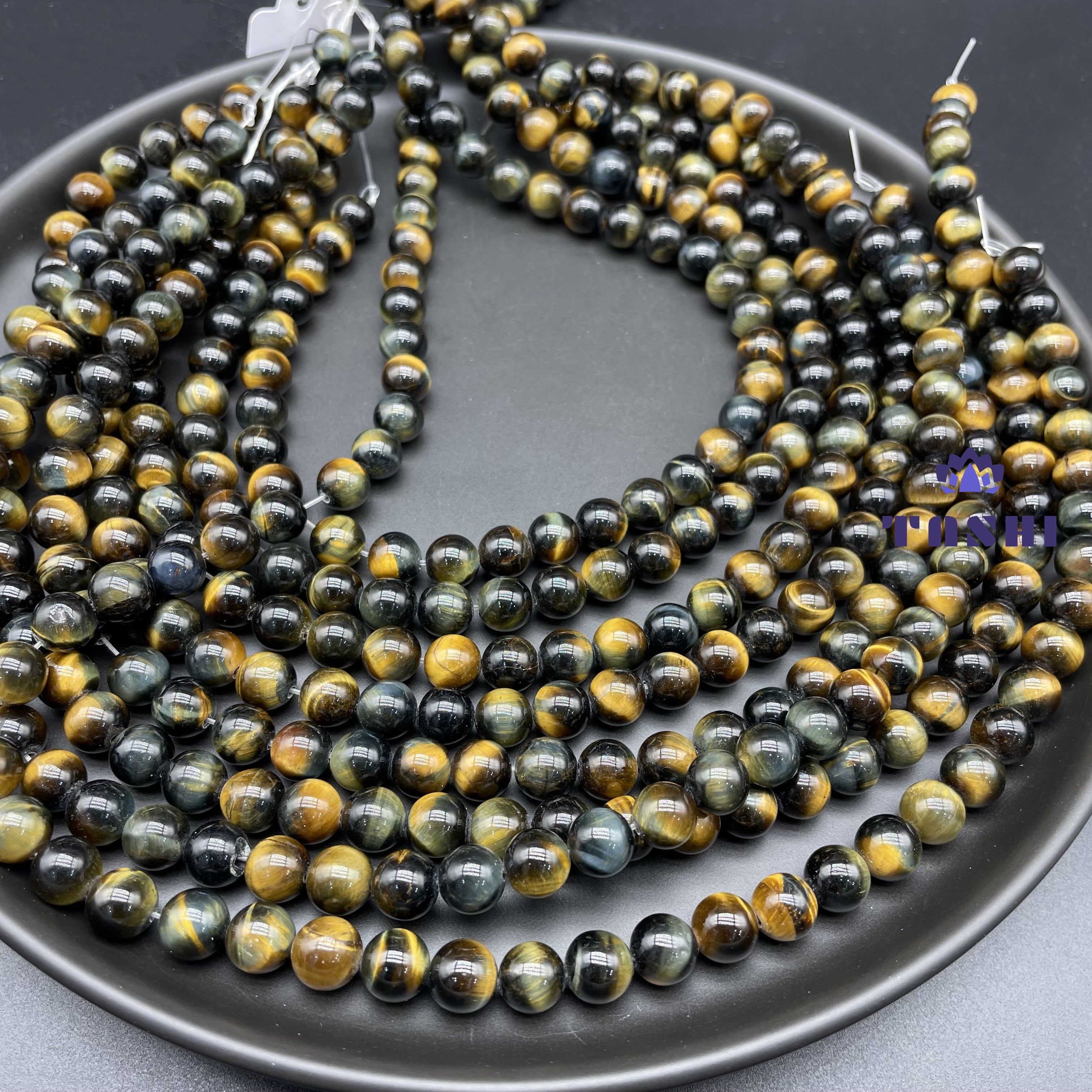 Yellow Blue Tiger Eye Beads Strands Loose Beads Jewelry DIY Bracelets
