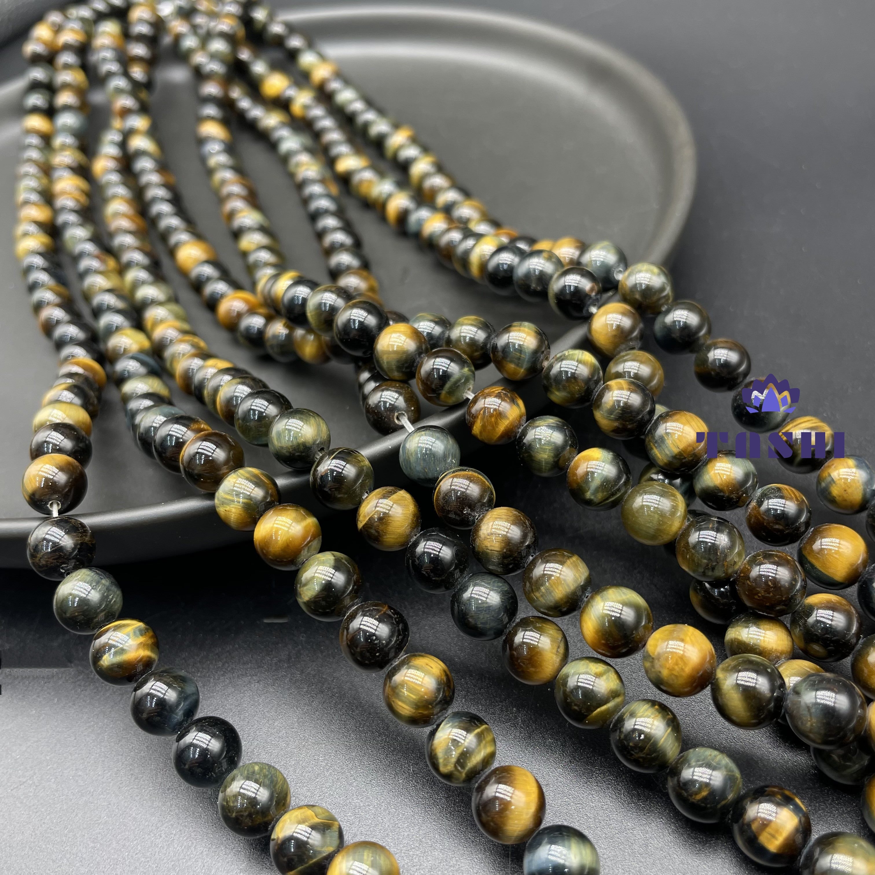 Yellow Blue Tiger Eye Beads Strands Loose Beads Jewelry DIY Bracelets