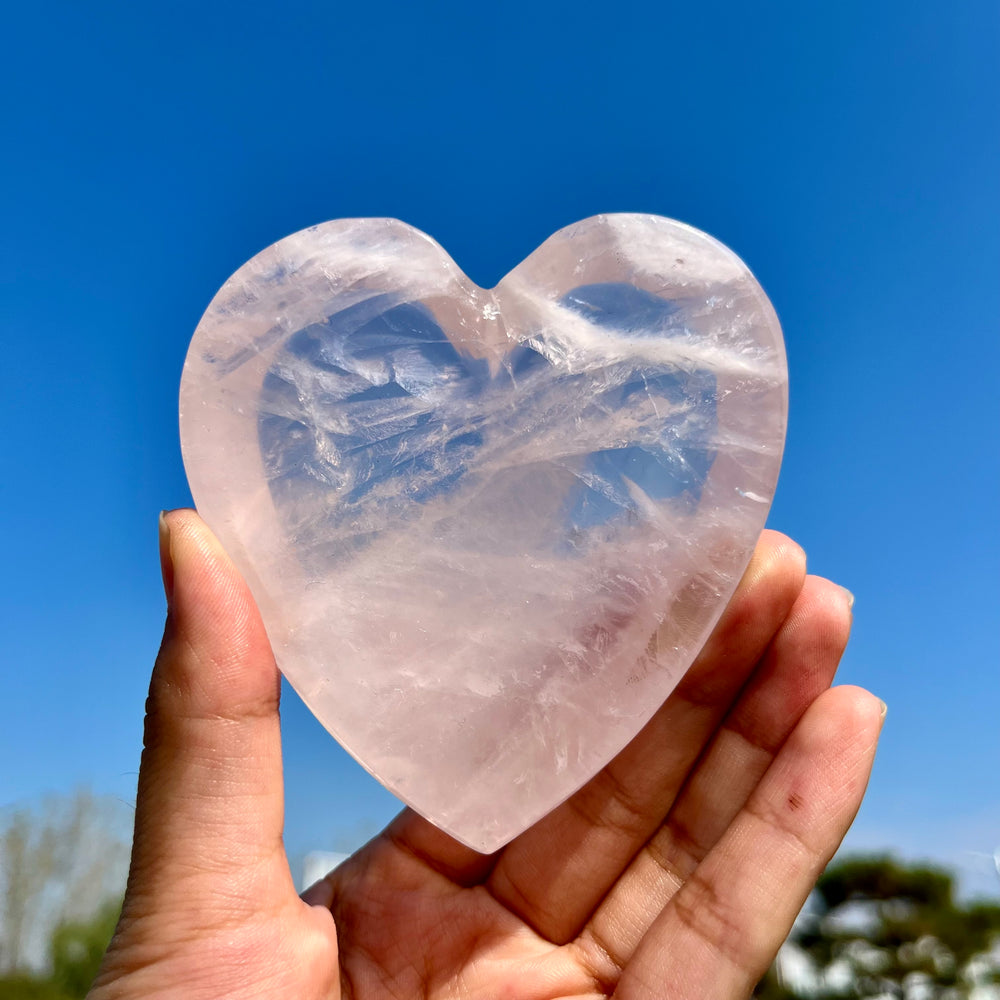 Natural Rose Quartz Heart Bowl Plate Holder