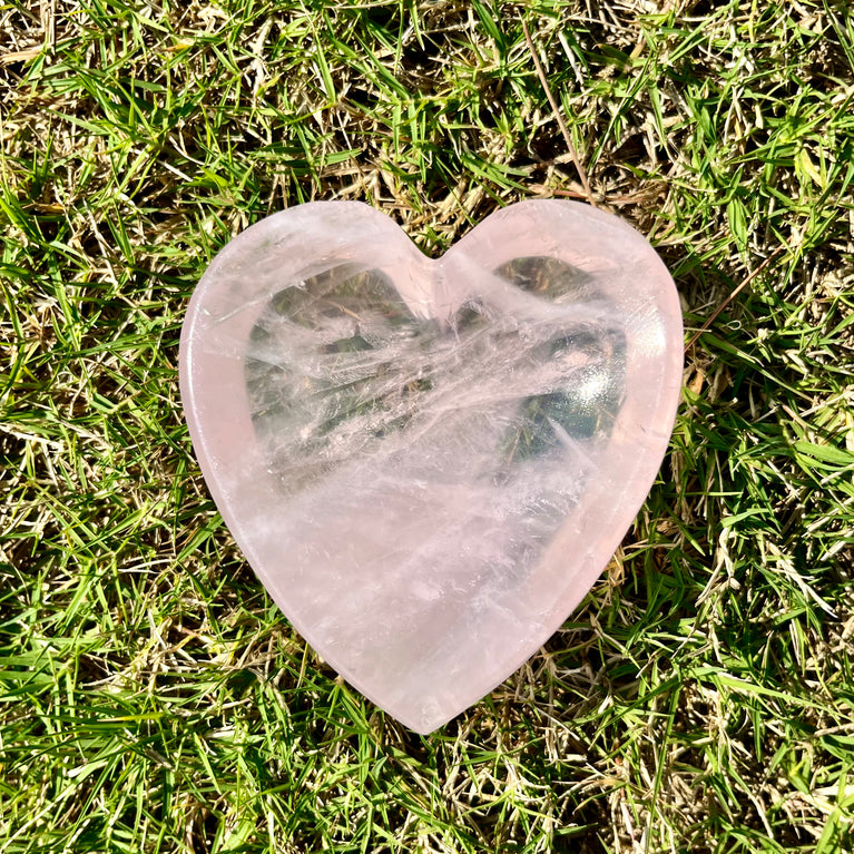 Natural Rose Quartz Heart Bowl Plate Holder