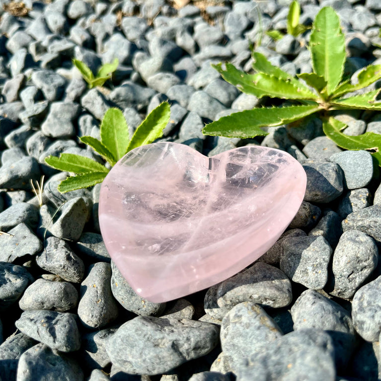 Natural Rose Quartz Heart Bowl Plate Holder