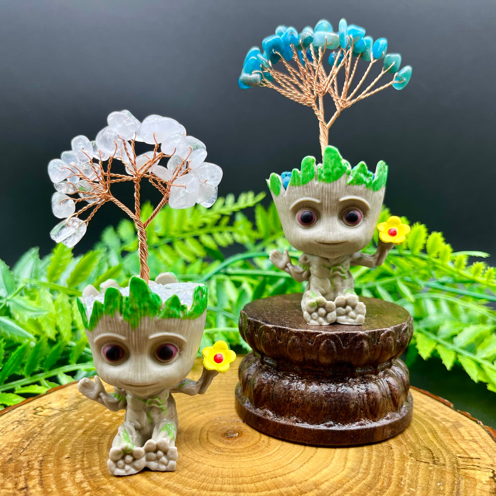 Groot  Chips Tree DIY Natural Crystal Stone Wire Wrapping Money Tree Fortune Tree