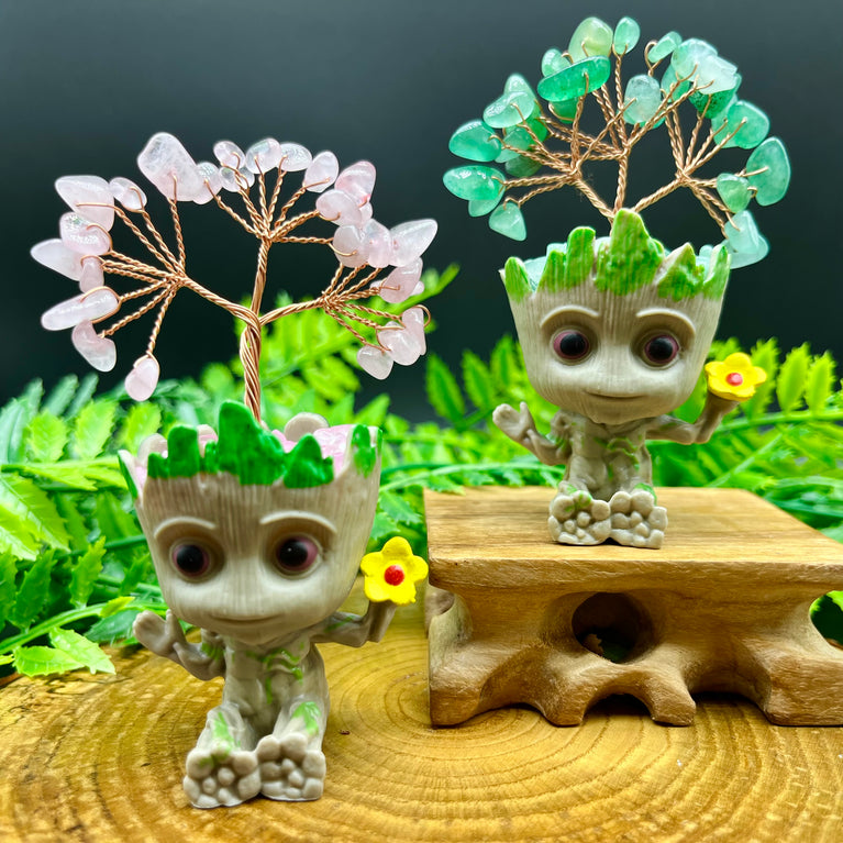 Groot  Chips Tree DIY Natural Crystal Stone Wire Wrapping Money Tree Fortune Tree