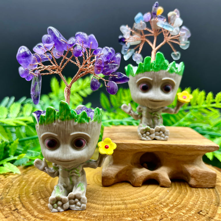 Groot  Chips Tree DIY Natural Crystal Stone Wire Wrapping Money Tree Fortune Tree