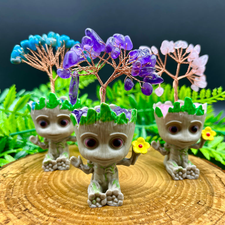 Groot  Chips Tree DIY Natural Crystal Stone Wire Wrapping Money Tree Fortune Tree