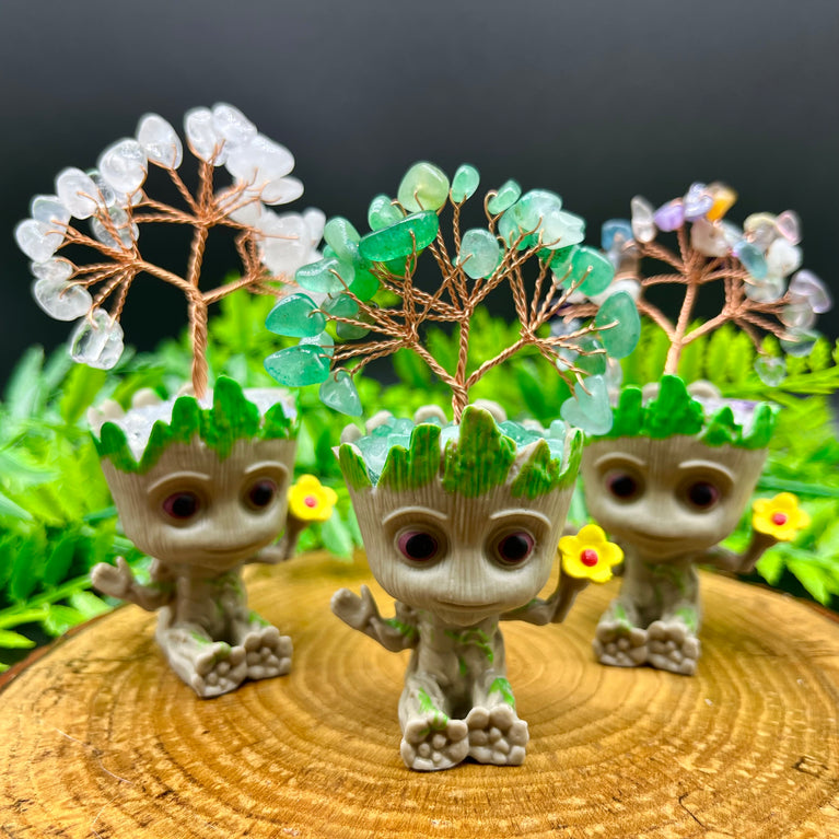 Groot  Chips Tree DIY Natural Crystal Stone Wire Wrapping Money Tree Fortune Tree