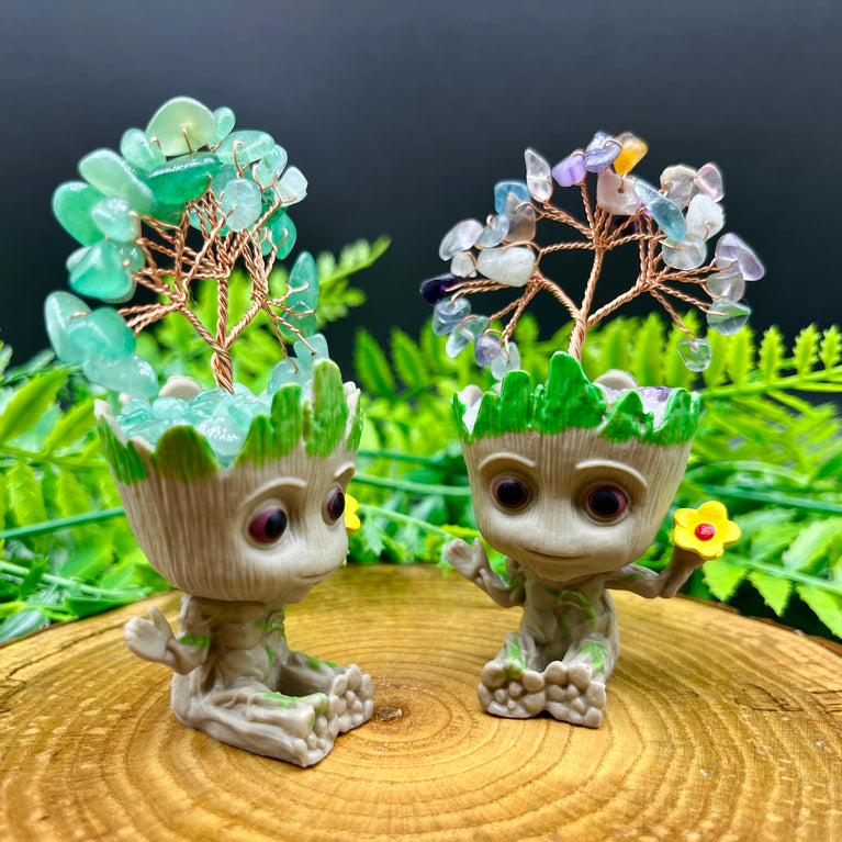 Groot  Chips Tree DIY Natural Crystal Stone Wire Wrapping Money Tree Fortune Tree