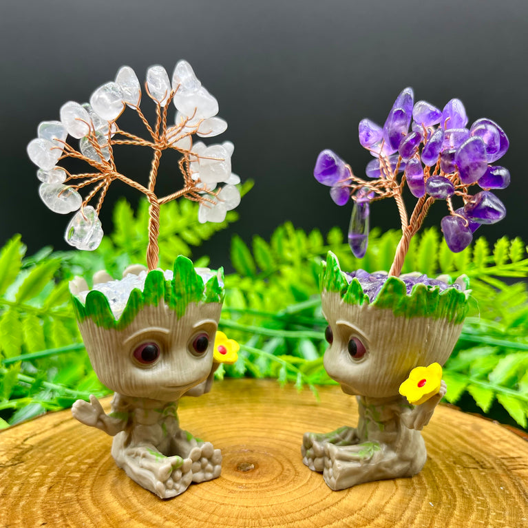 Groot  Chips Tree DIY Natural Crystal Stone Wire Wrapping Money Tree Fortune Tree