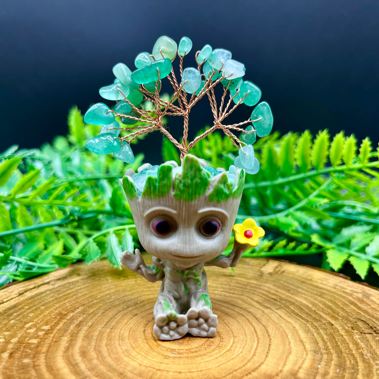 Groot  Chips Tree DIY Natural Crystal Stone Wire Wrapping Money Tree Fortune Tree