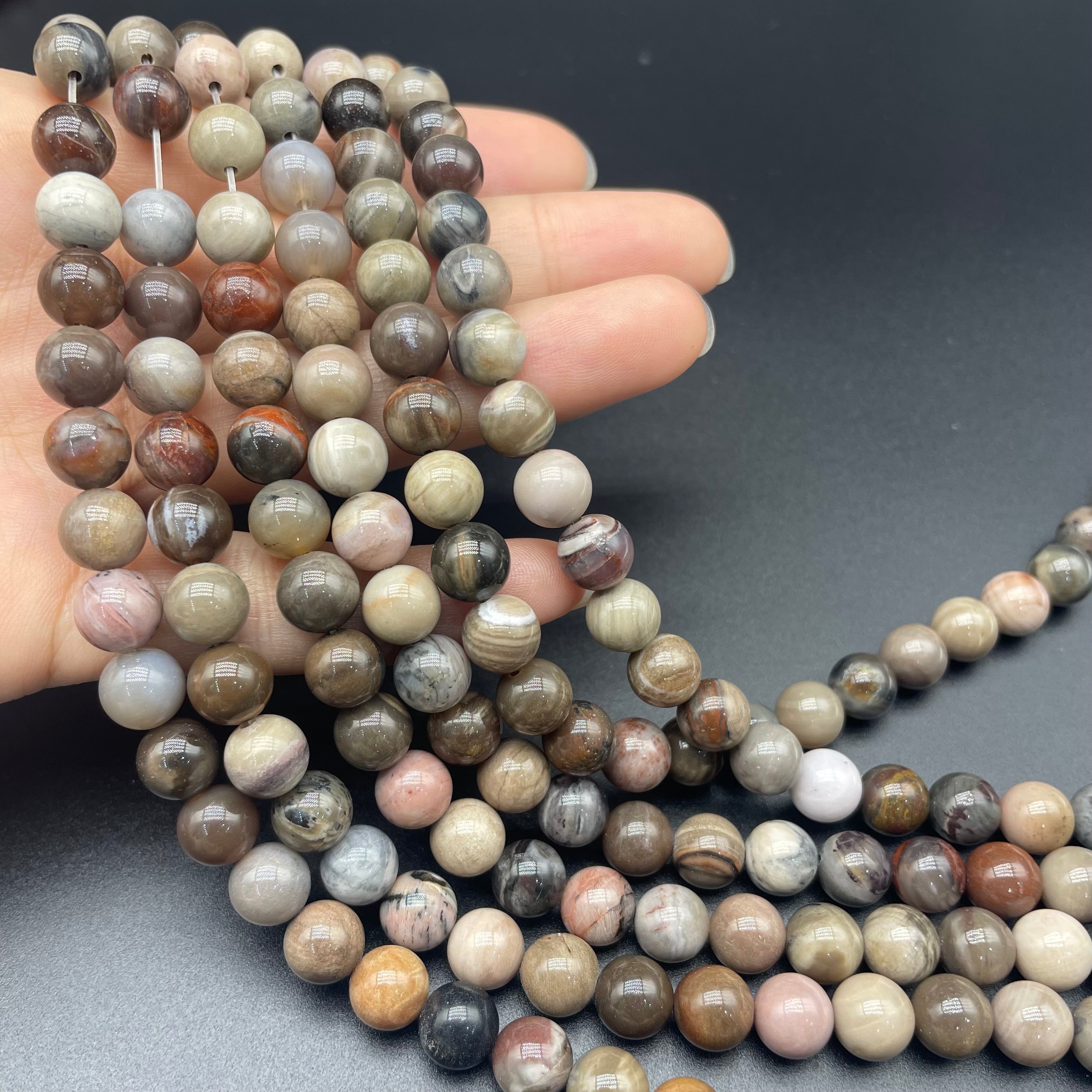 Petrified Wood Beads Strands Loose Beads Jewelry DIY Bracelets