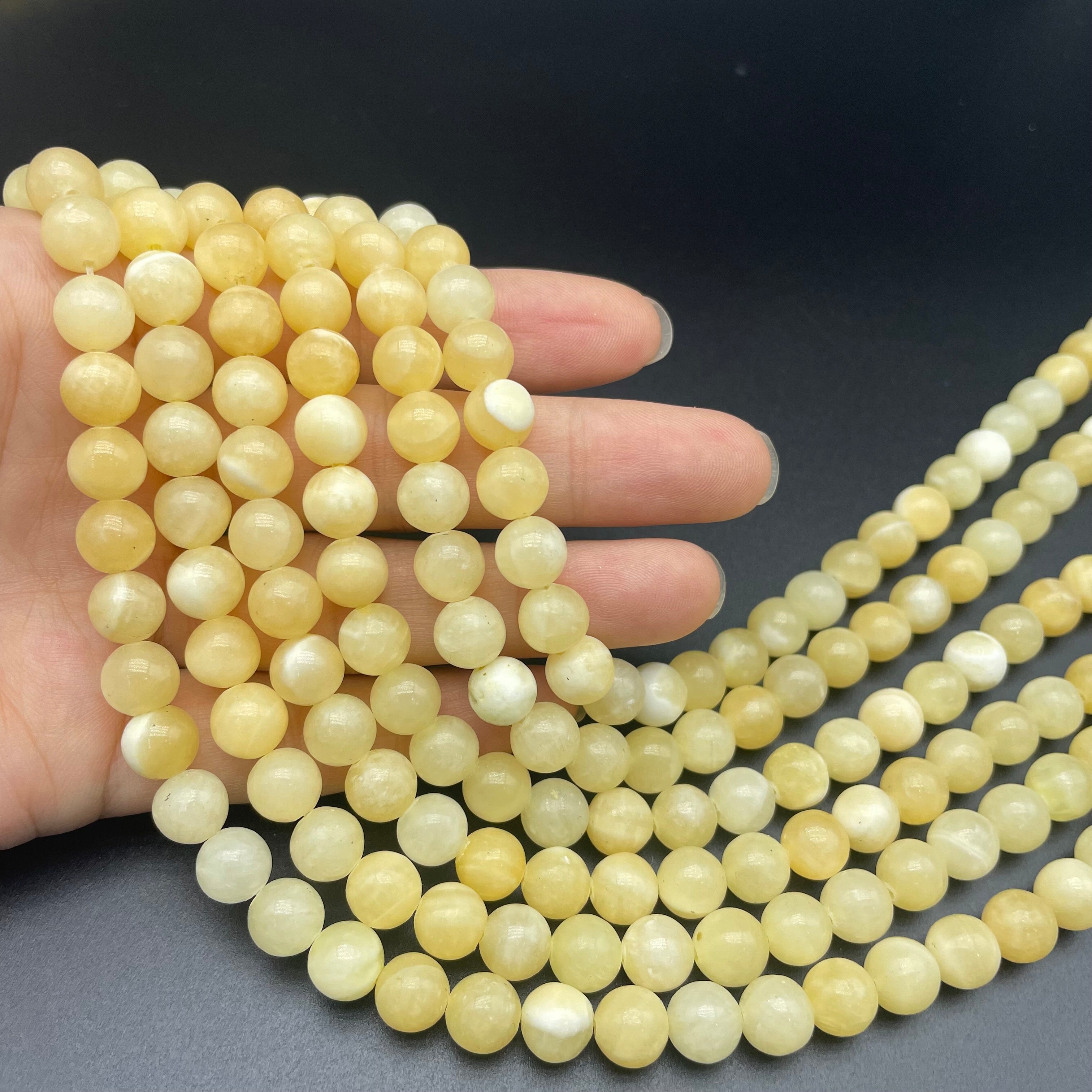 Yellow Calcite Beads Strands Loose Beads Jewelry DIY Bracelets