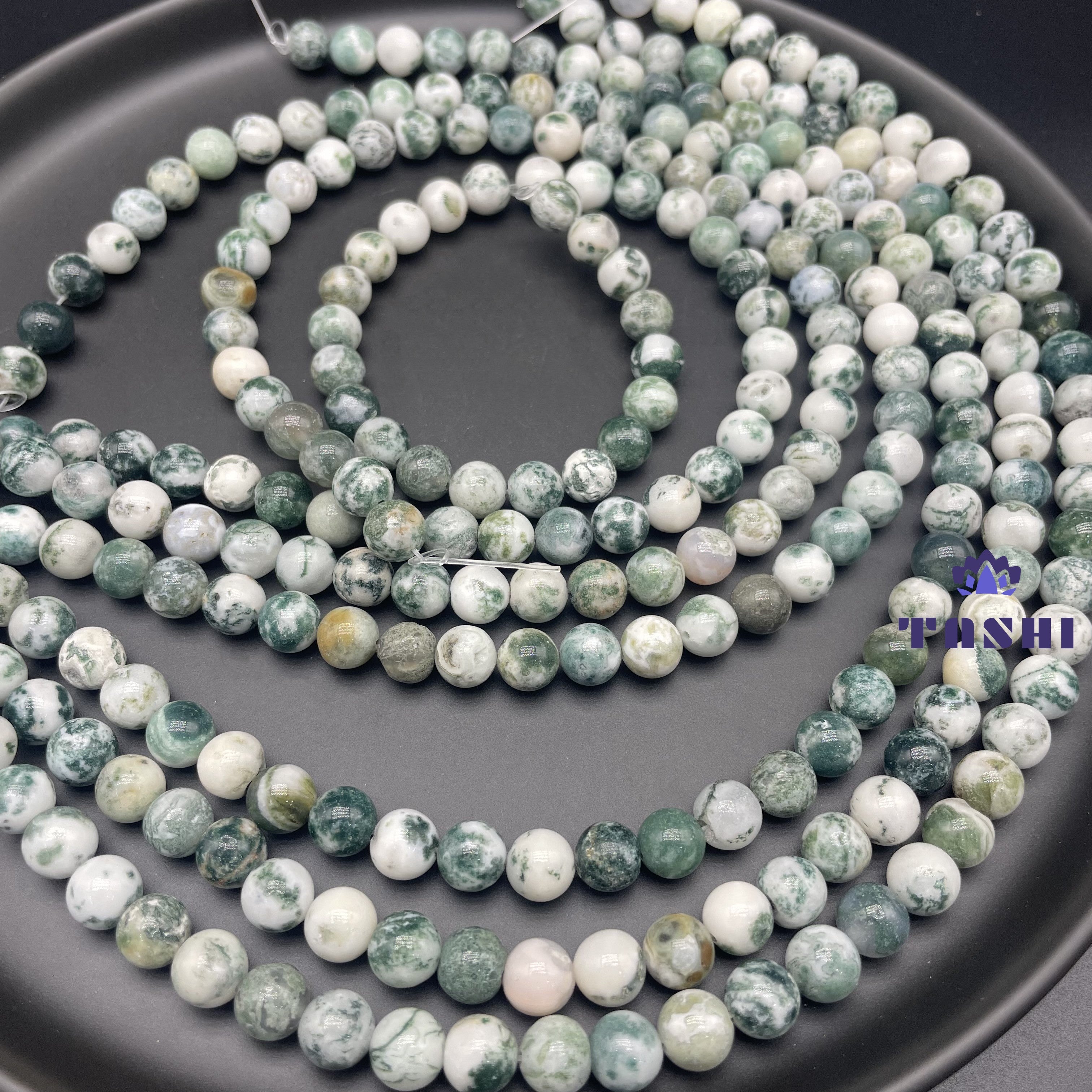 Moss Agate Beads Strands Loose Beads Jewelry DIY Bracelets