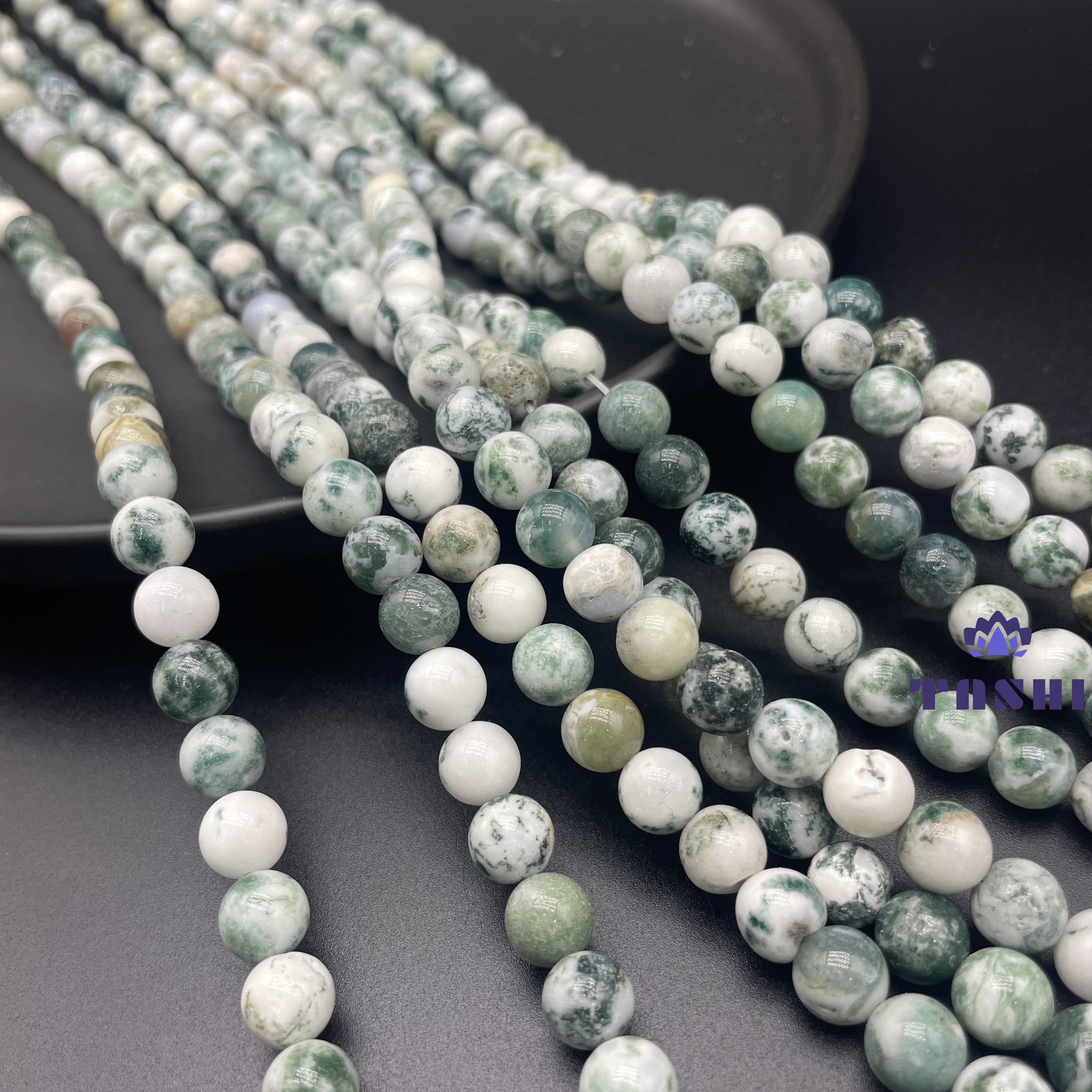 Moss Agate Beads Strands Loose Beads Jewelry DIY Bracelets