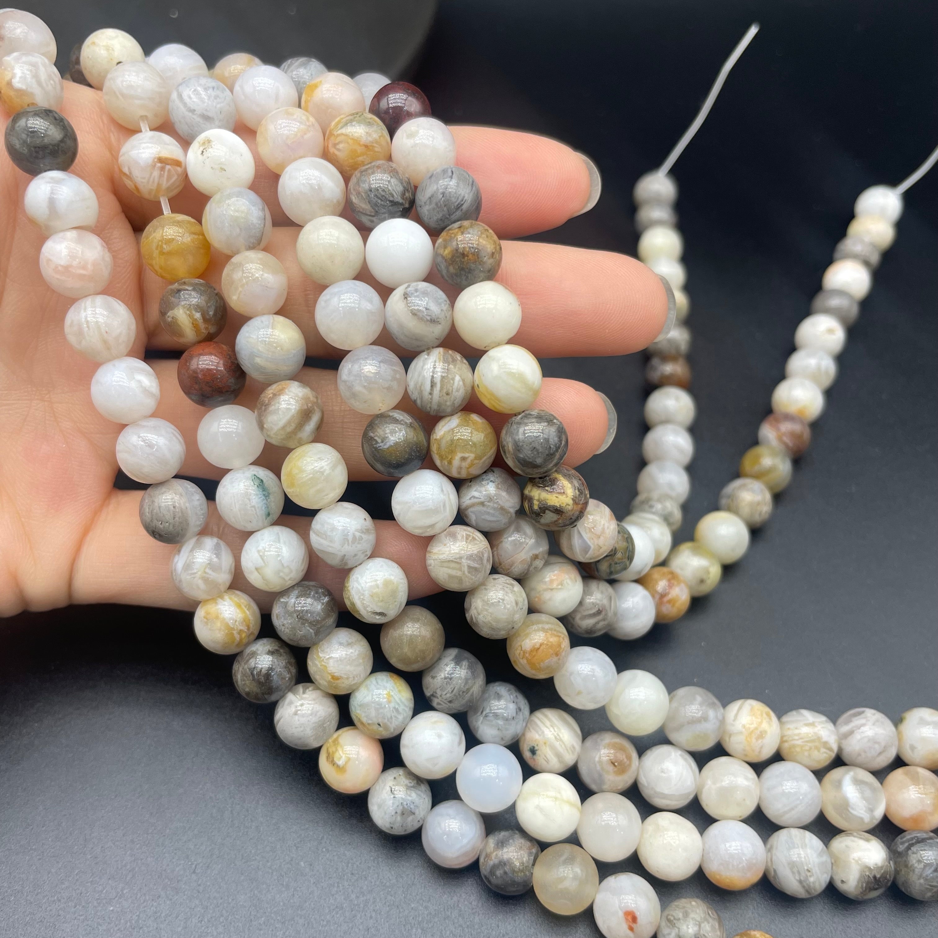 Bamboo Agate Beads Strands Loose Beads Jewelry DIY Bracelets