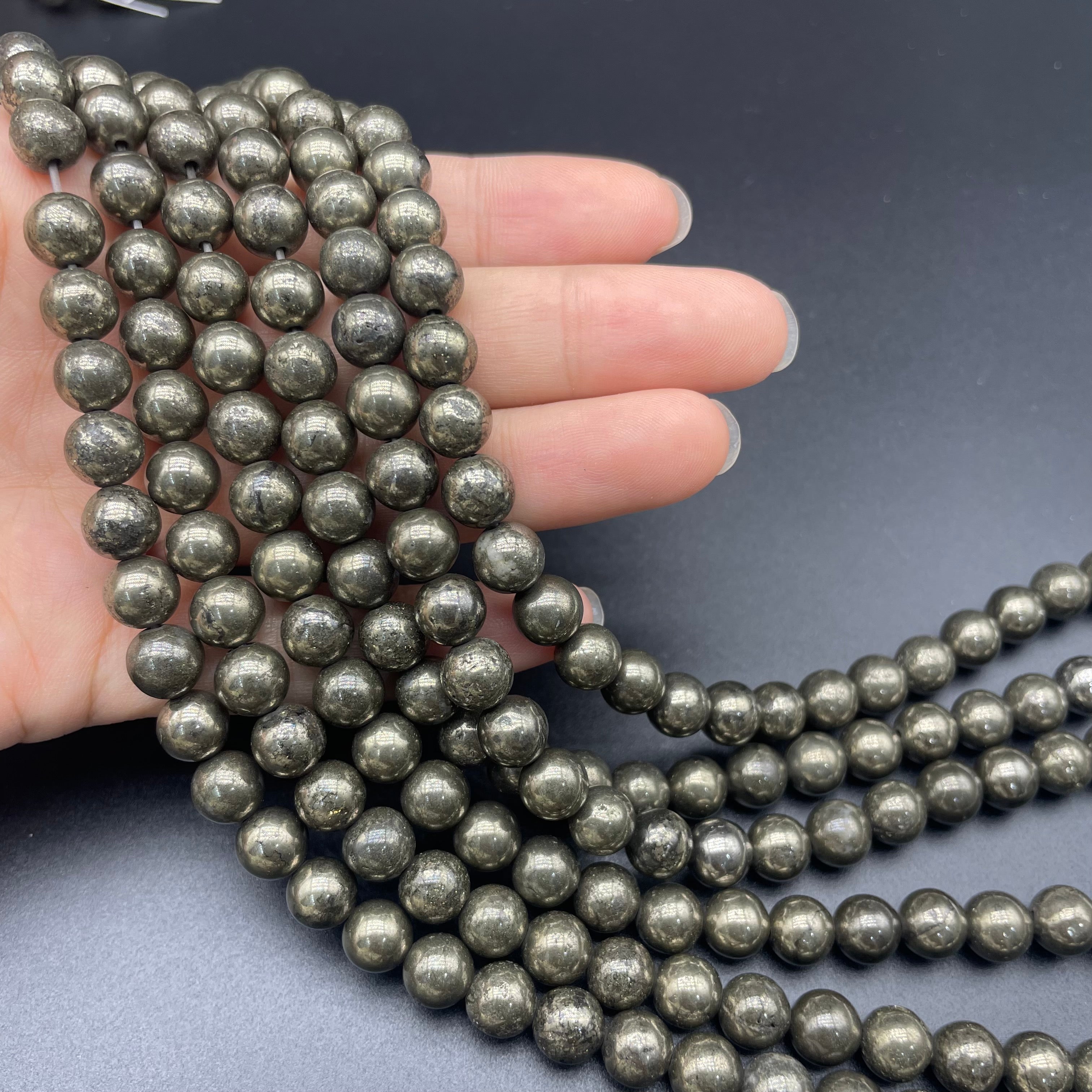 Pyrite Beads Strands Loose Beads Jewelry DIY Bracelets