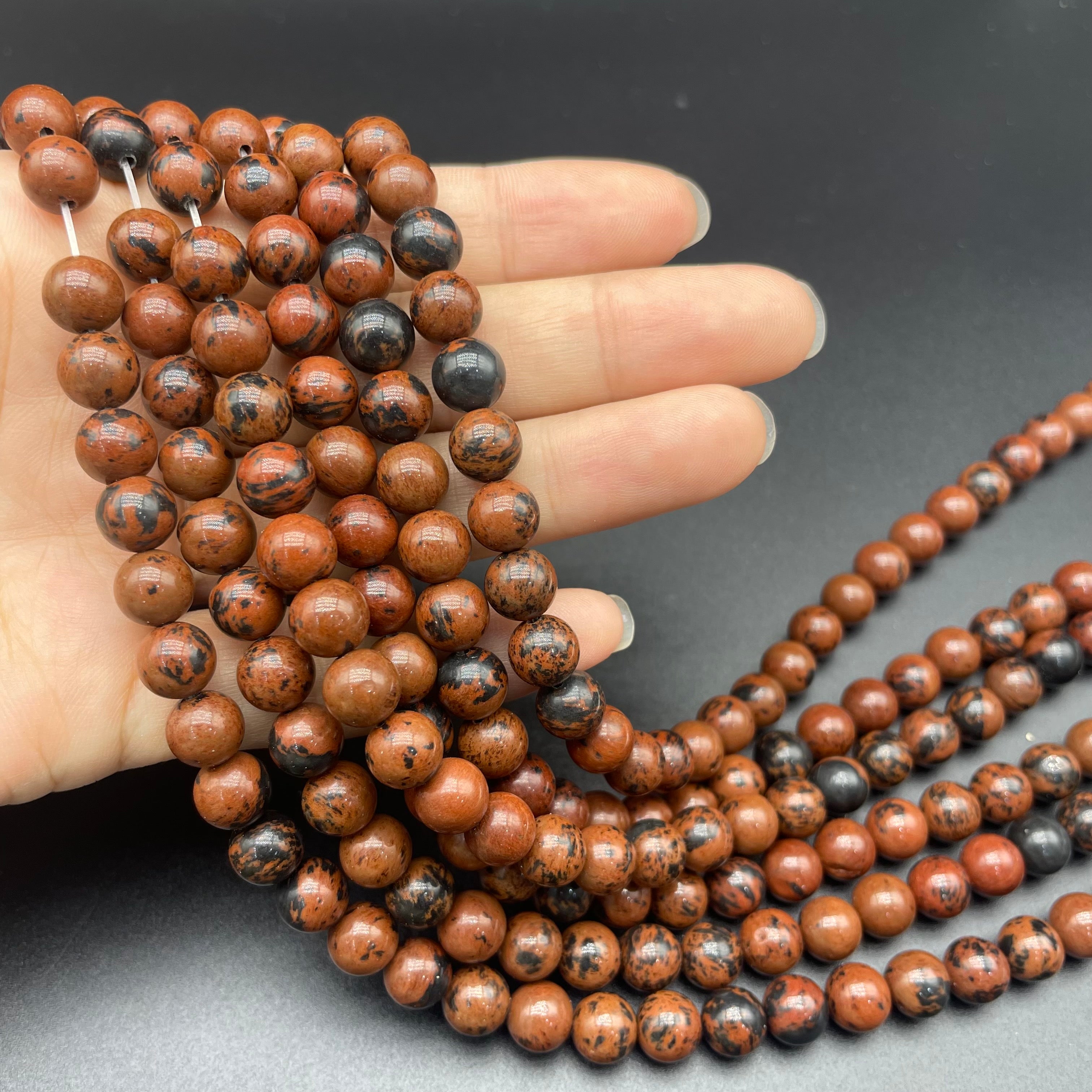 Mahogany Obsidian Beads Strands Loose Beads Jewelry DIY Bracelets