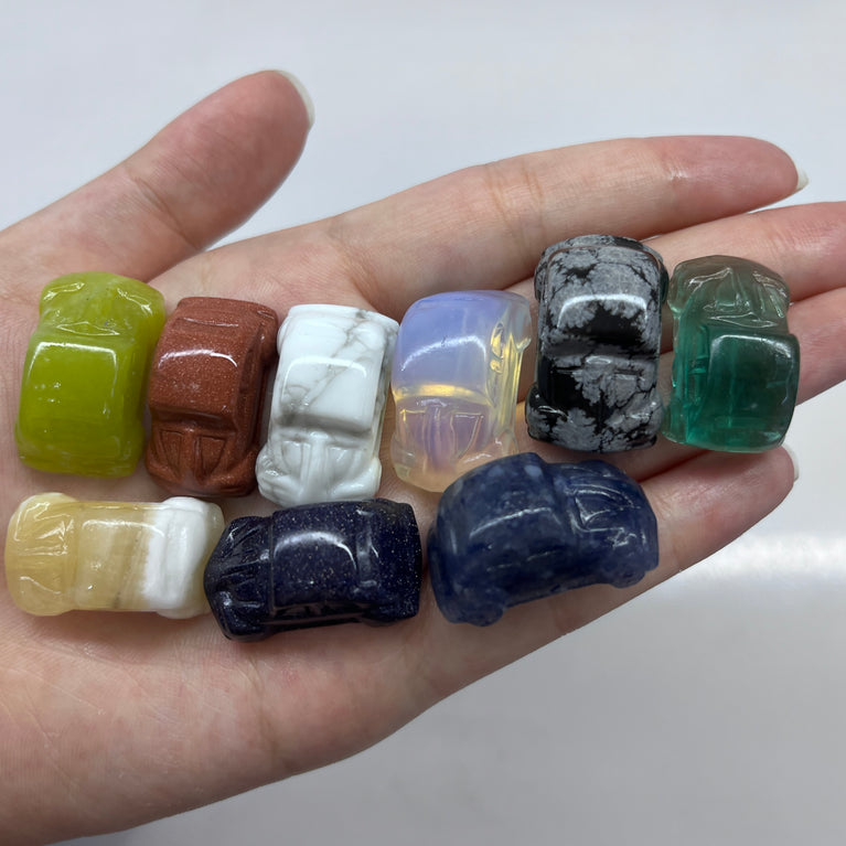 3CM Mini Car Carving Natural Crystal Stone Statue Figurine