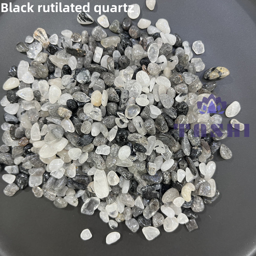 Black rutilated quartz Chips Natural Crystal Confetti Healing Energy