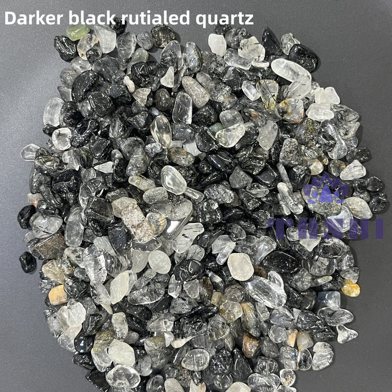 Darker Black Rutilated Quartz Chips Natural Crystal Confetti Healing Energy