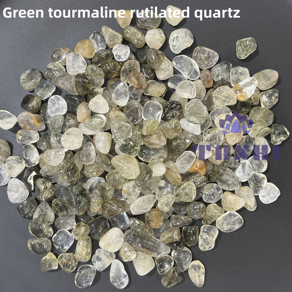 Green Tourmaline Rutilated Quartz Chips Natural Crystal Confetti Healing Energy