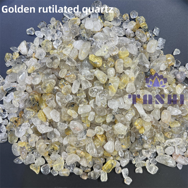 Golden Rutilated Quartz Chips Natural Crystal Confetti Healing Energy