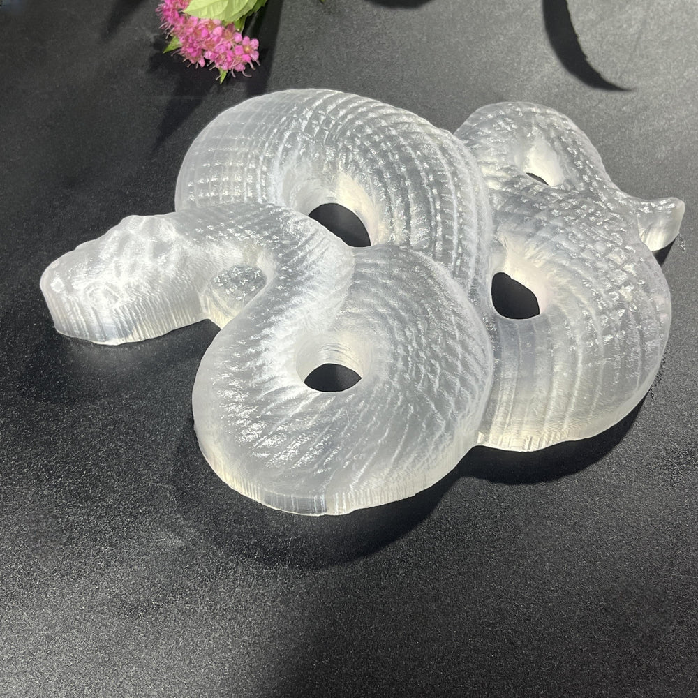 14CM Big Snake Selenite Carving Natural Crystal Healing Stone Home Decoration