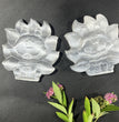 8CM Nine tail Fox Selenite Carving Natural Crystal Healing Stone Home Decoration