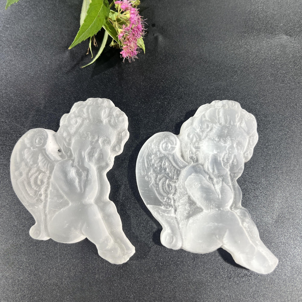 6CM Baby Angel Selenite Carving Natural Crystal Healing Stone Home Decoration