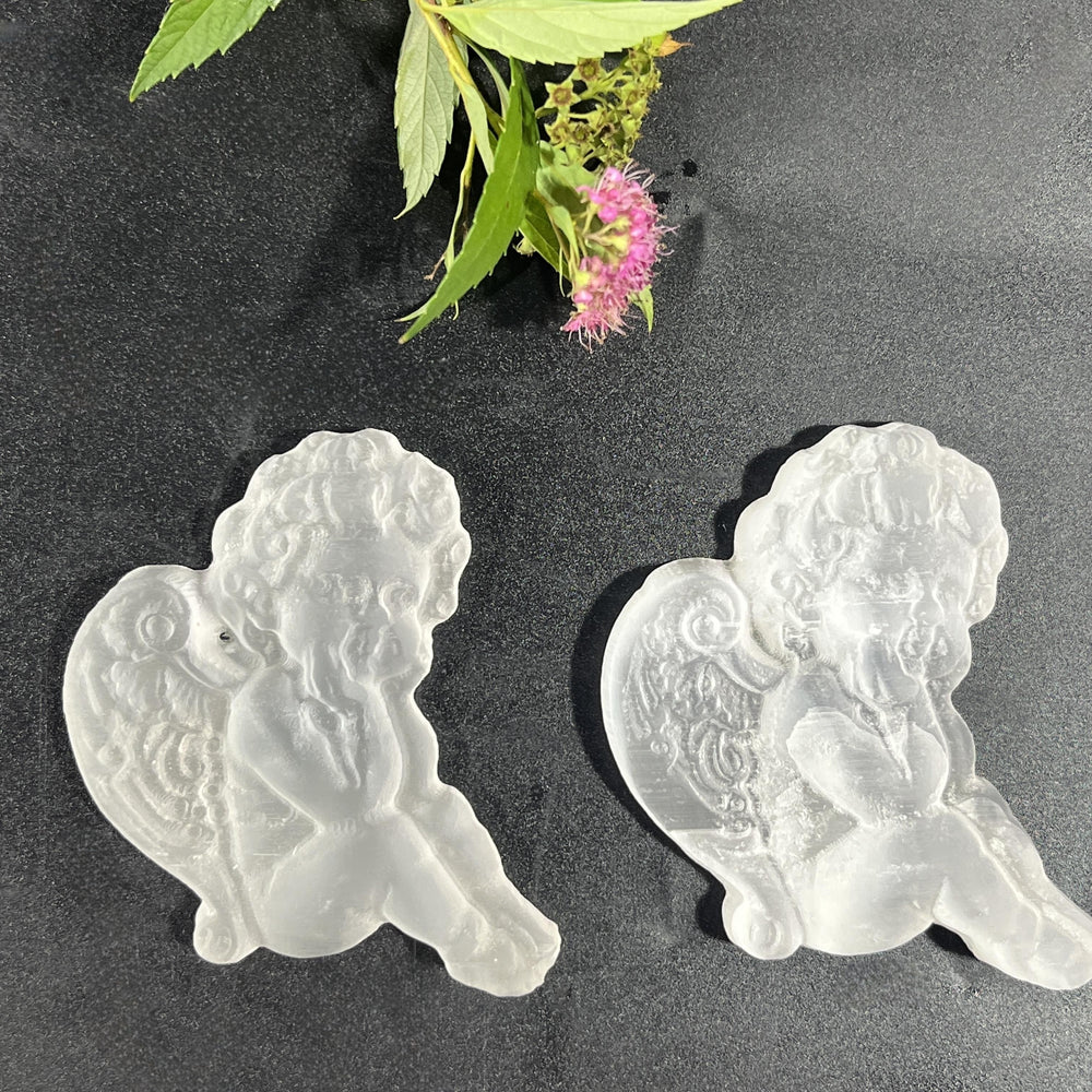 6CM Baby Angel Selenite Carving Natural Crystal Healing Stone Home Decoration