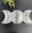 16cm Triple Moon Selenite Carving Natural Crystal Healing Stone Home Decoration