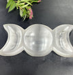 16cm Triple Moon Selenite Carving Natural Crystal Healing Stone Home Decoration