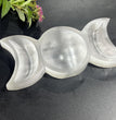 16cm Triple Moon Selenite Carving Natural Crystal Healing Stone Home Decoration