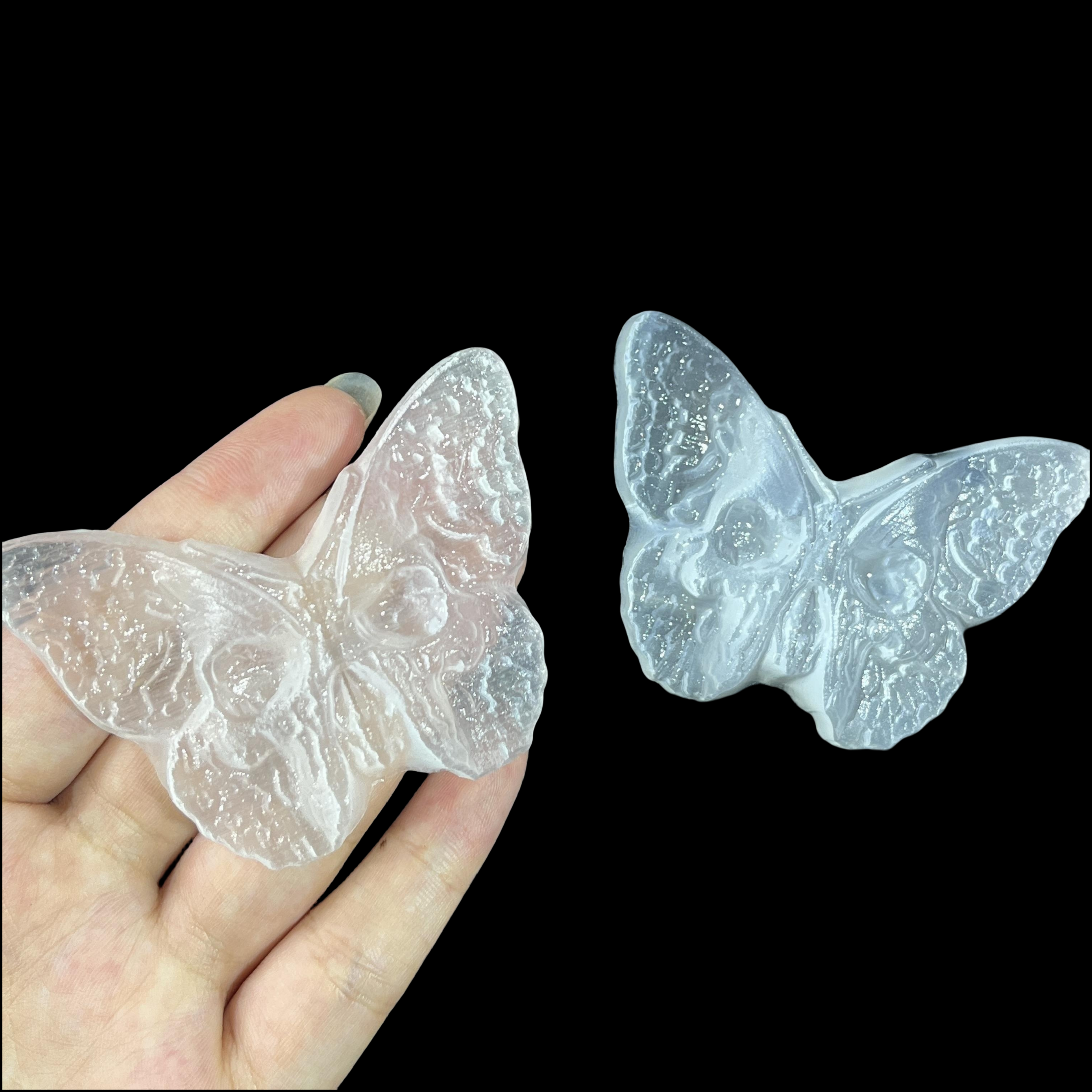 7CM Butterfly Skull Natural Selenite Carving