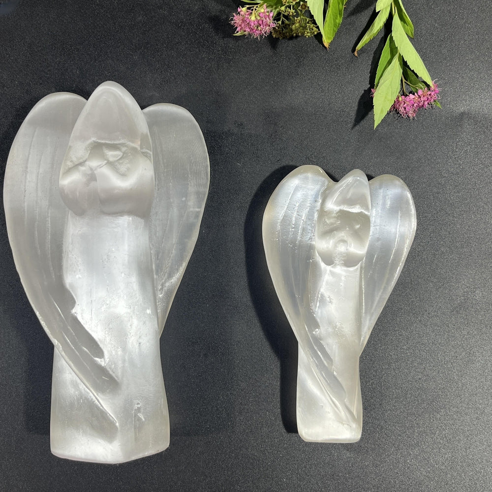 11CM/14CM Angel Selenite Carving Natural Crystal Healing Stone Home Decoration