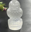 8CM Sitting Owl Selenite Carving Natural Crystal Healing Stone Home Decoration