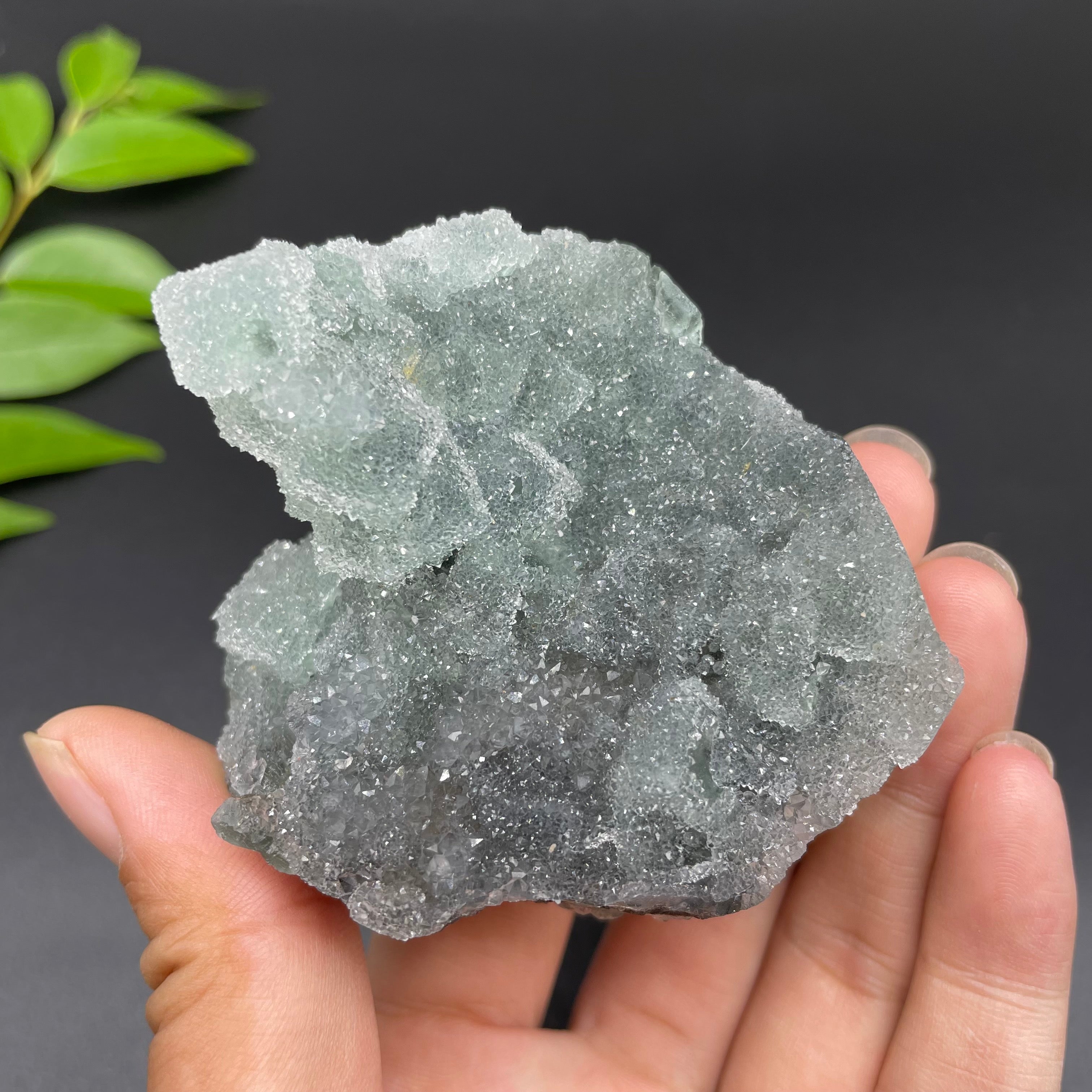 0.352LB Natural Sugar Fluorite Druzy Cubic Crystal Specimen Healing