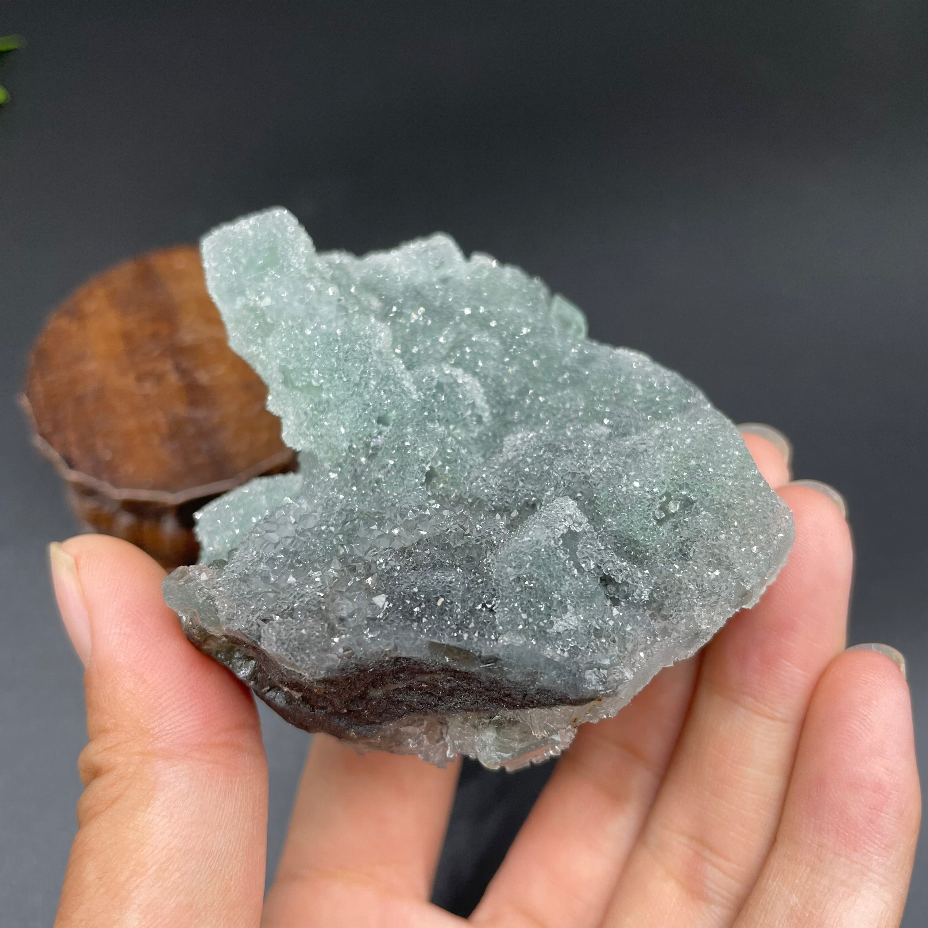 0.352LB Natural Sugar Fluorite Druzy Cubic Crystal Specimen Healing