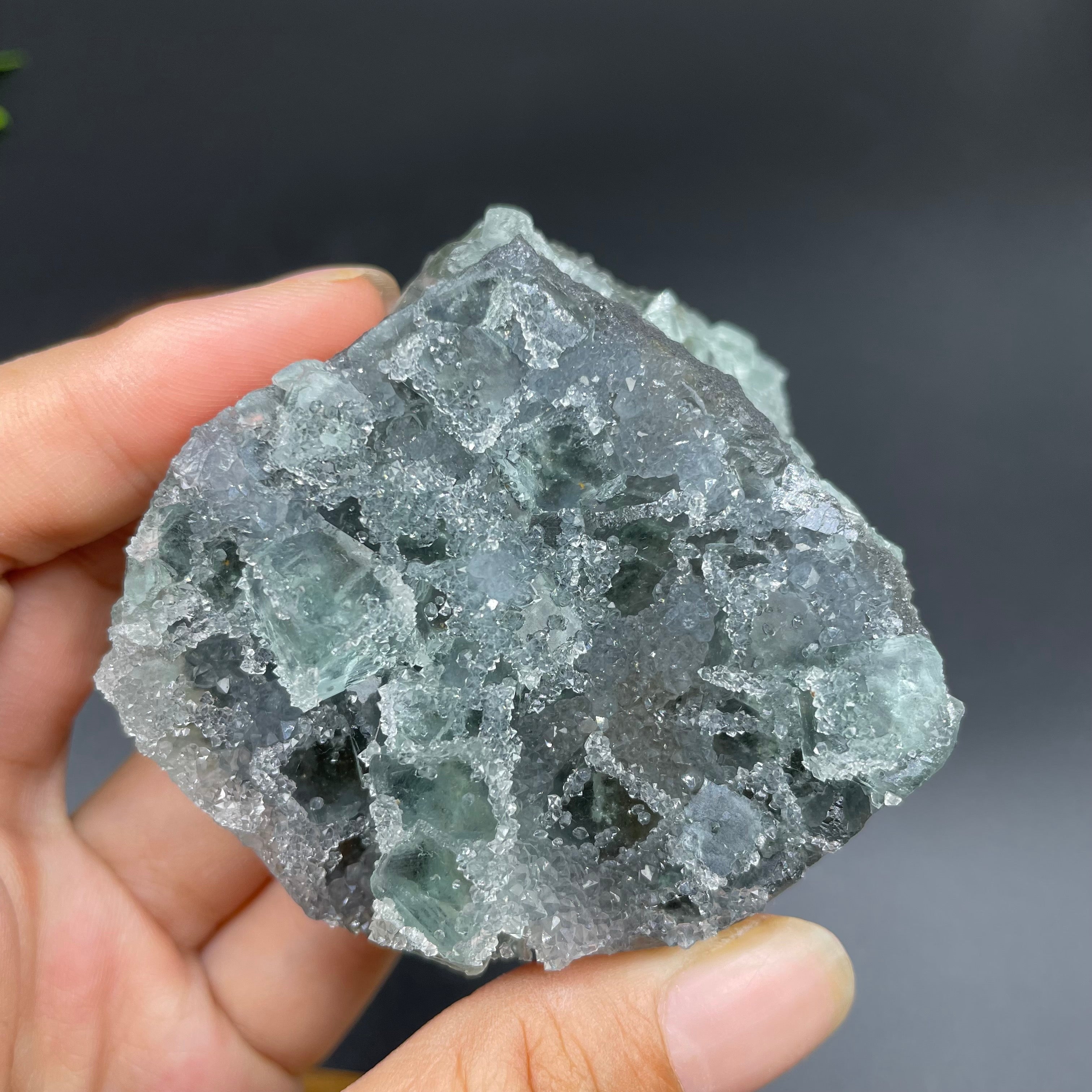 0.352LB Natural Sugar Fluorite Druzy Cubic Crystal Specimen Healing