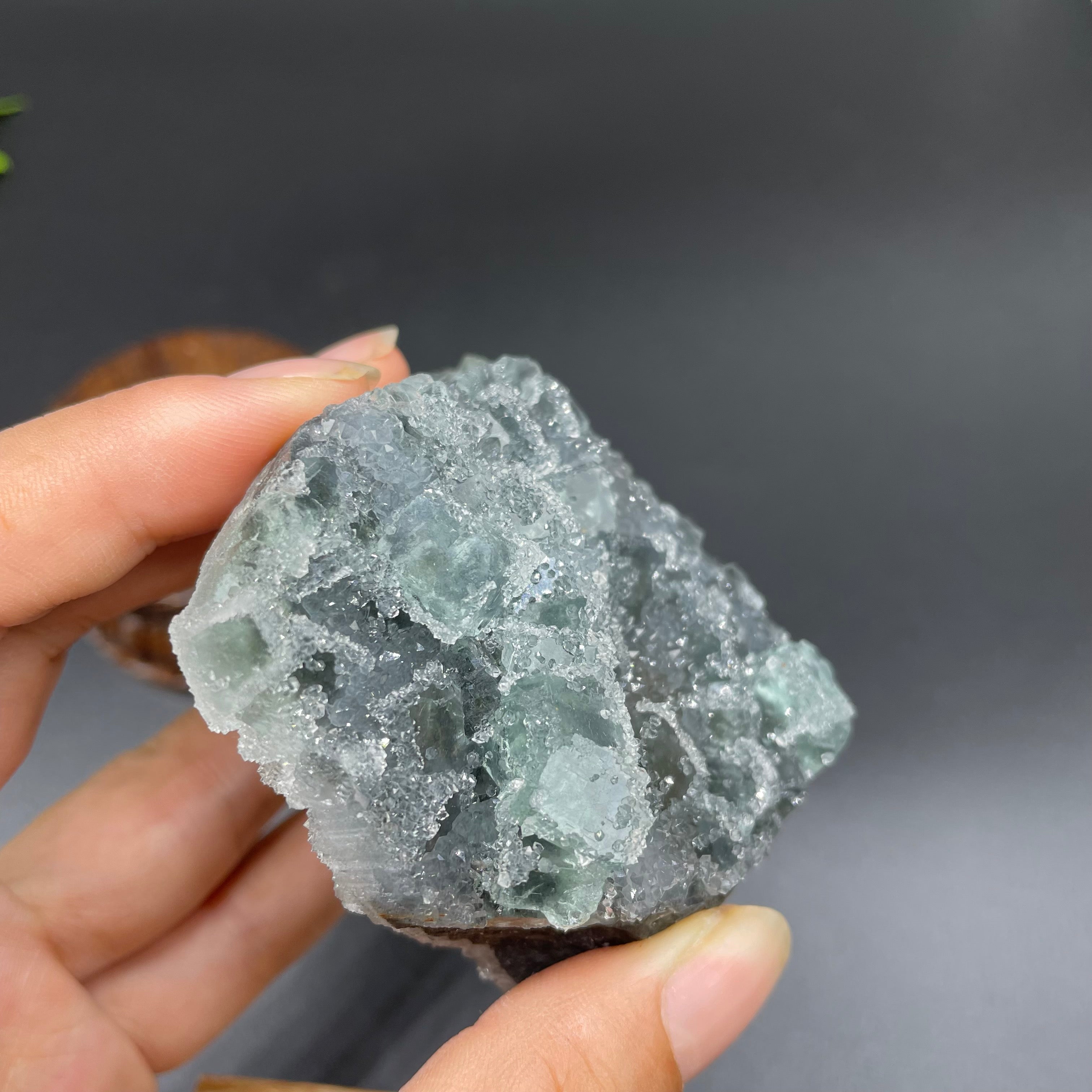 0.352LB Natural Sugar Fluorite Druzy Cubic Crystal Specimen Healing