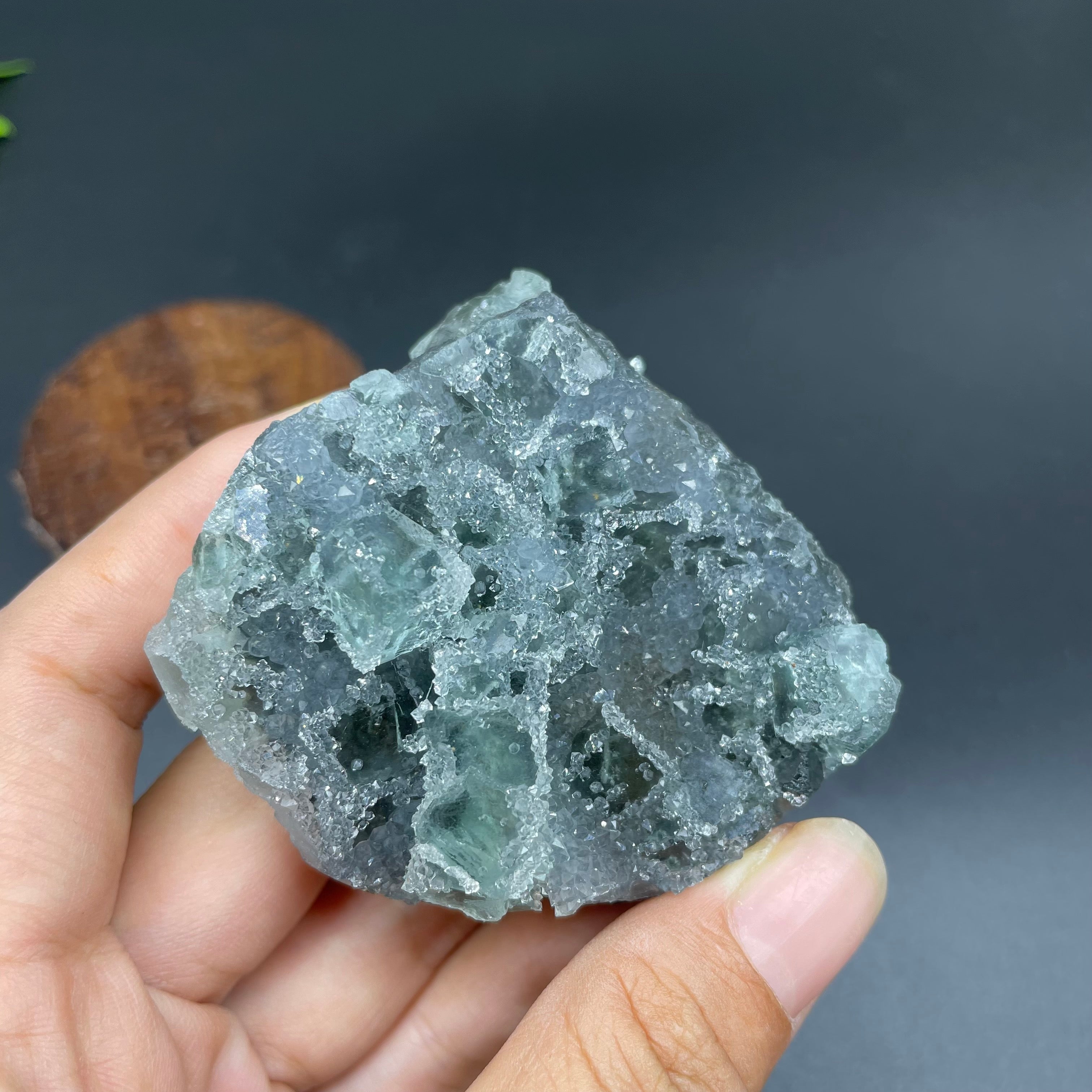 0.352LB Natural Sugar Fluorite Druzy Cubic Crystal Specimen Healing