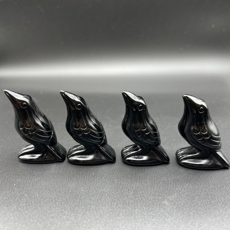 5CM Mini Raven Crow Carving Natural Crystal Stone Statue Figurine