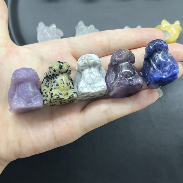 3CM Mini Toothless Carving Natural Crystal Stone Statue Figurine