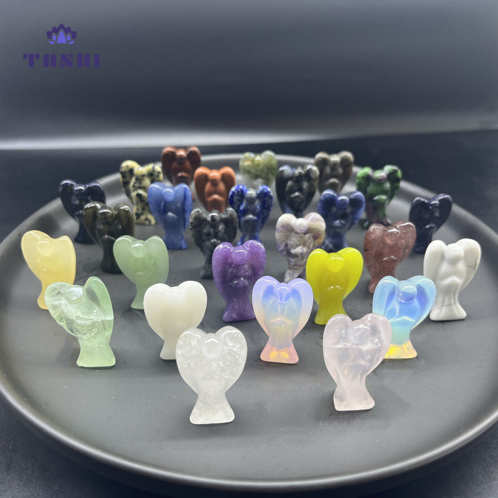 3cm Mini Angel Carving Natural Crystal Stone Statue Figurine