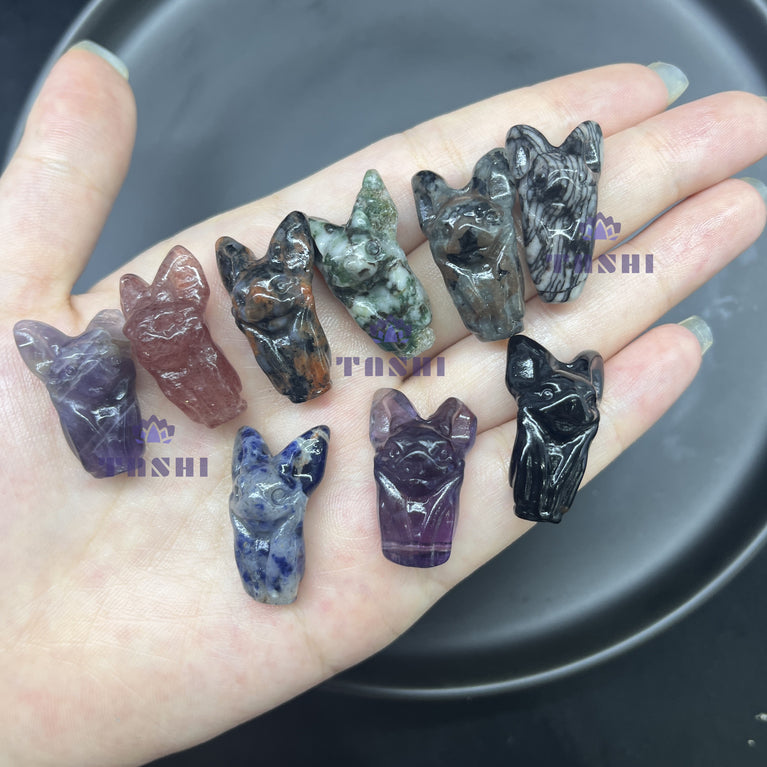 3CM Mini Hanging Bat Carving Natural Crystal Stone Statue Figurine