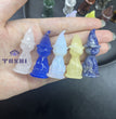 5CM Mini Witch Cat Carving Halloween Natural Crystal Stone Statue Figurine